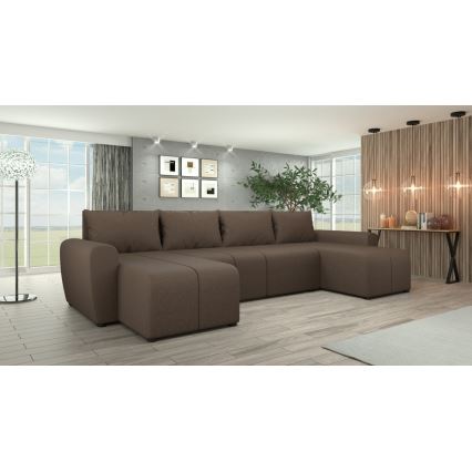 Canapé d'angle convertible universel rembourré NEWPORT marron