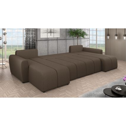 Canapé d'angle convertible universel rembourré NEWPORT marron