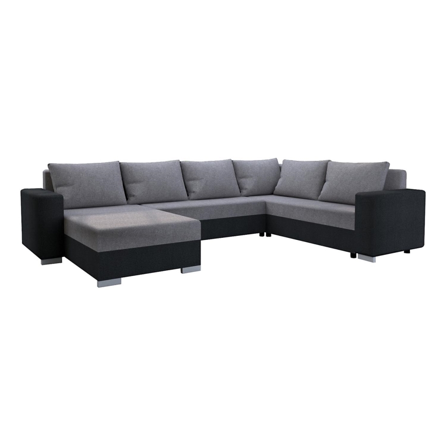 Canapé d'angle convertible universel rembourré YORK gris/noir