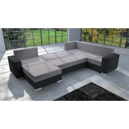 Canapé d'angle convertible universel rembourré YORK gris/noir