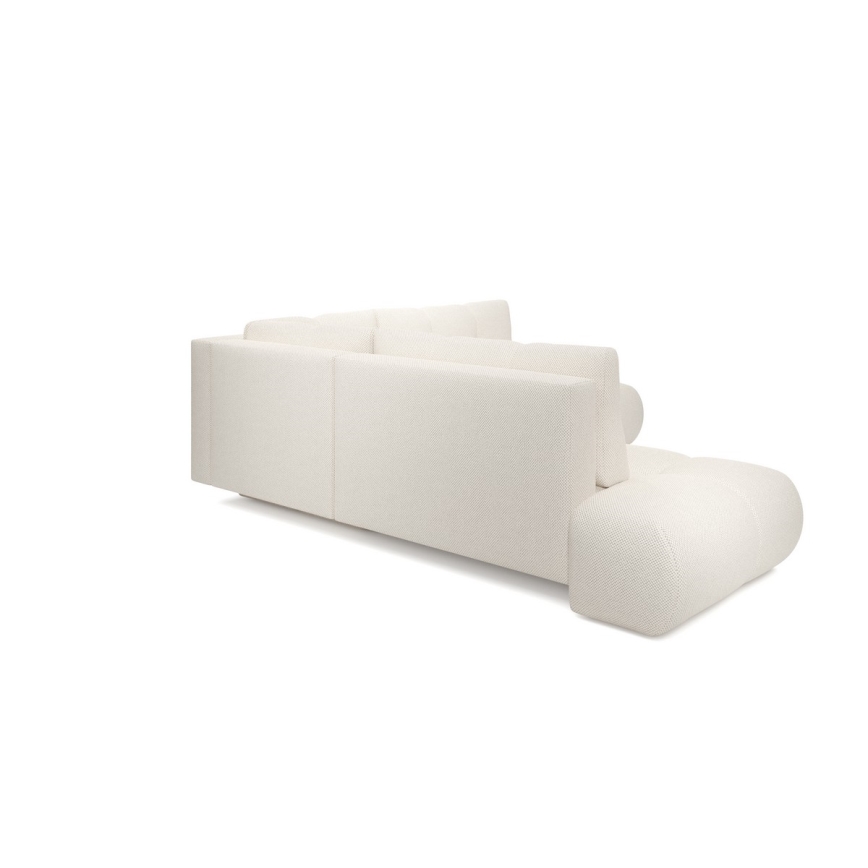 Canapé d'angle droit convertible ALMADA en L, rembourré, avec coffre de rangement, beige