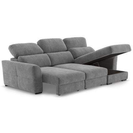 Canapé d'angle réversible convertible 3 places avec coffre de rangement TRENTO gris
