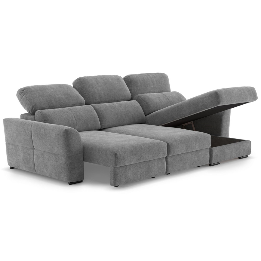 Canapé d'angle réversible convertible 3 places avec coffre de rangement TRENTO gris