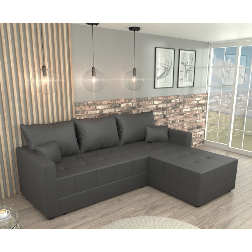 Canapé d'angle réversible convertible en L DUBLIN gris
