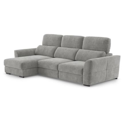 Canapé d'angle universel convertible 3 places avec rangement TRENTO gris clair
