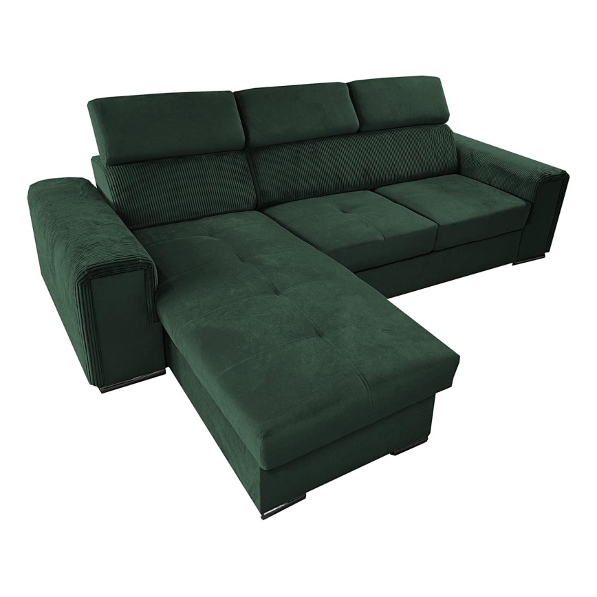 Canapé d'angle universel convertible en L avec rangement SALVADA vert