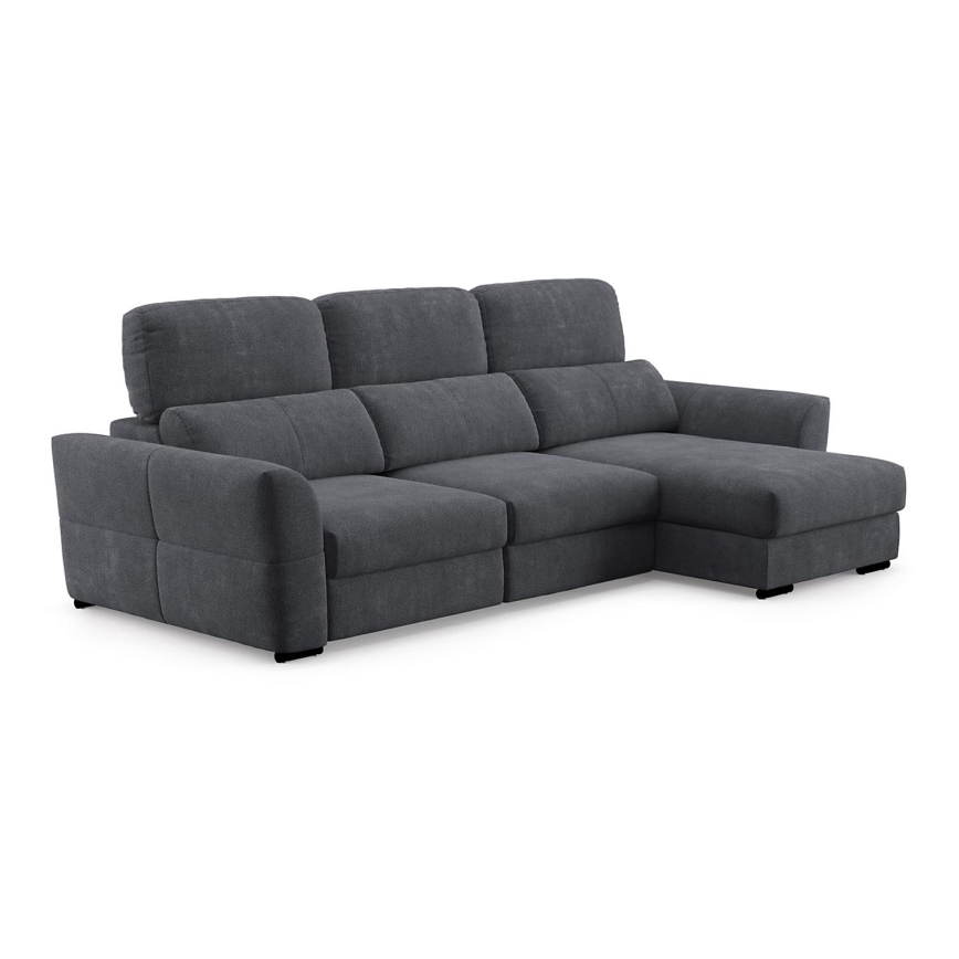 Canapé d'angle universel convertible trois places avec rangement TRENTO anthracite
