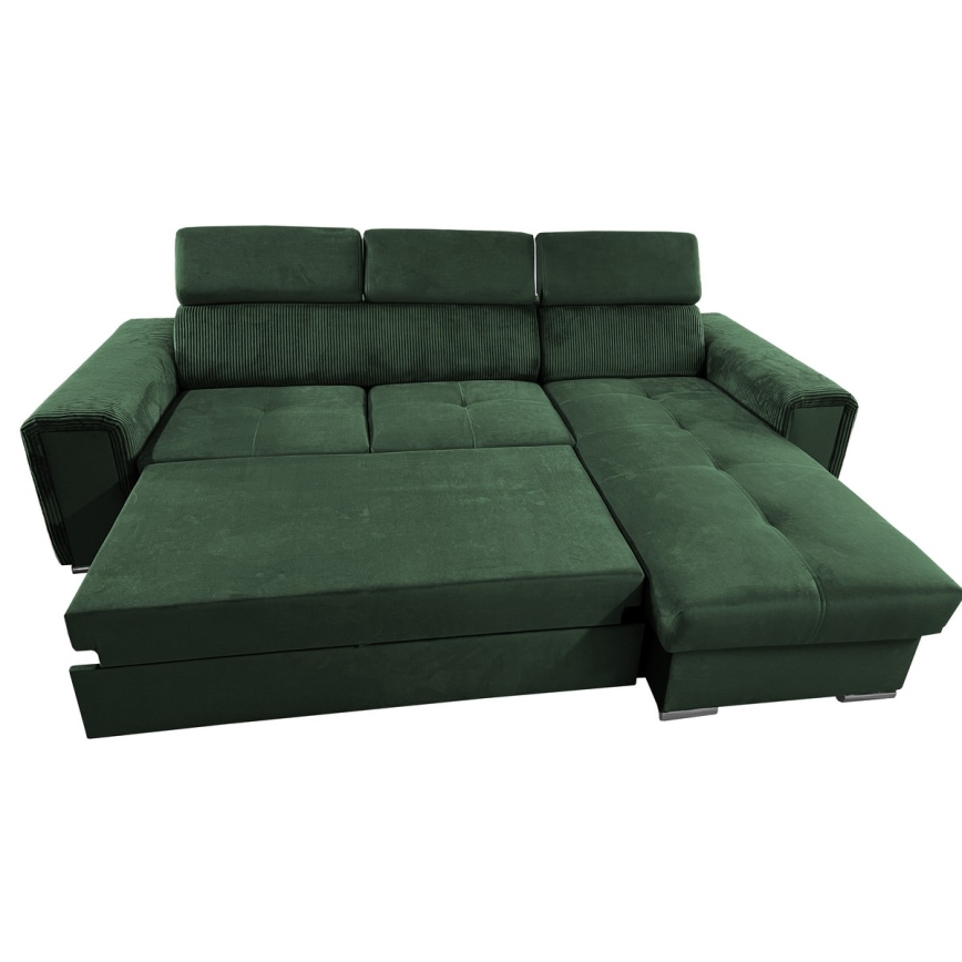 Canapé d'angle universel convertible en L avec rangement SALVADA vert