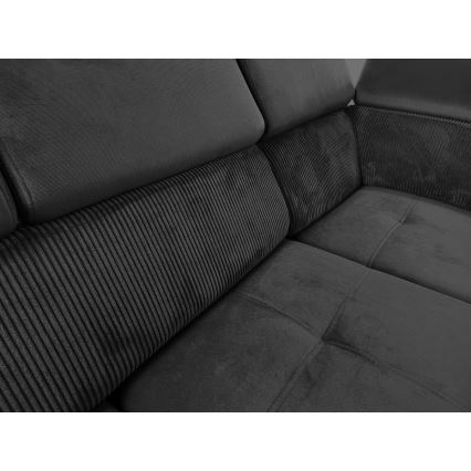 Canapé d'angle convertible en U avec rangement universel SALVADA gris foncé