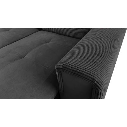Canapé d'angle convertible en U avec rangement universel SALVADA gris foncé