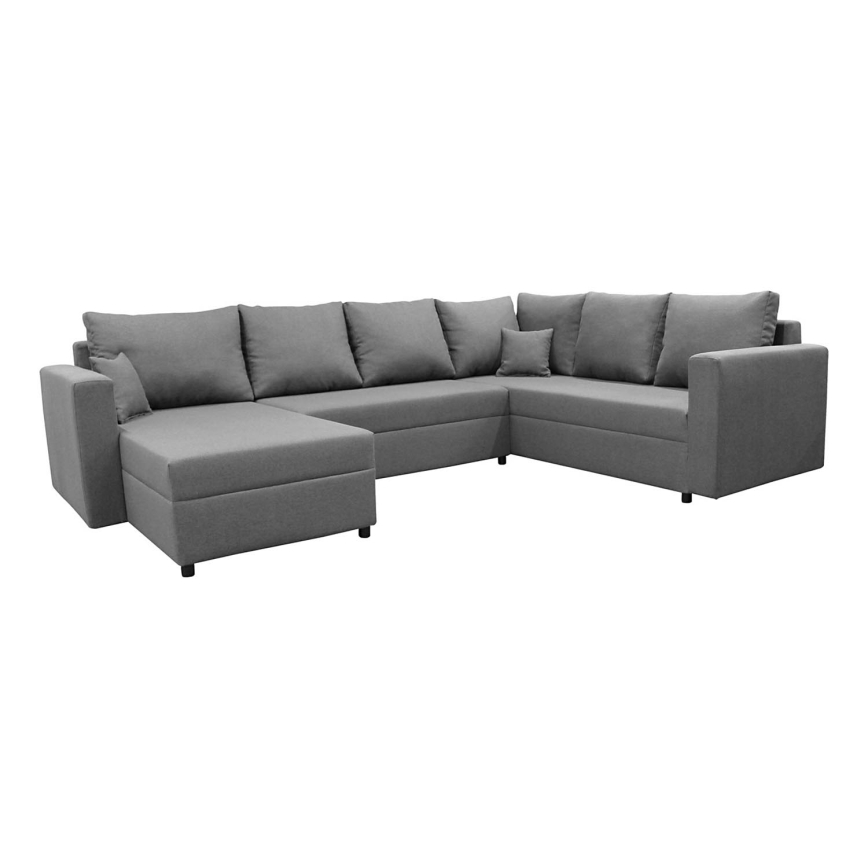 Canapé d'angle universel modulable en U SEYA avec rangement, gris