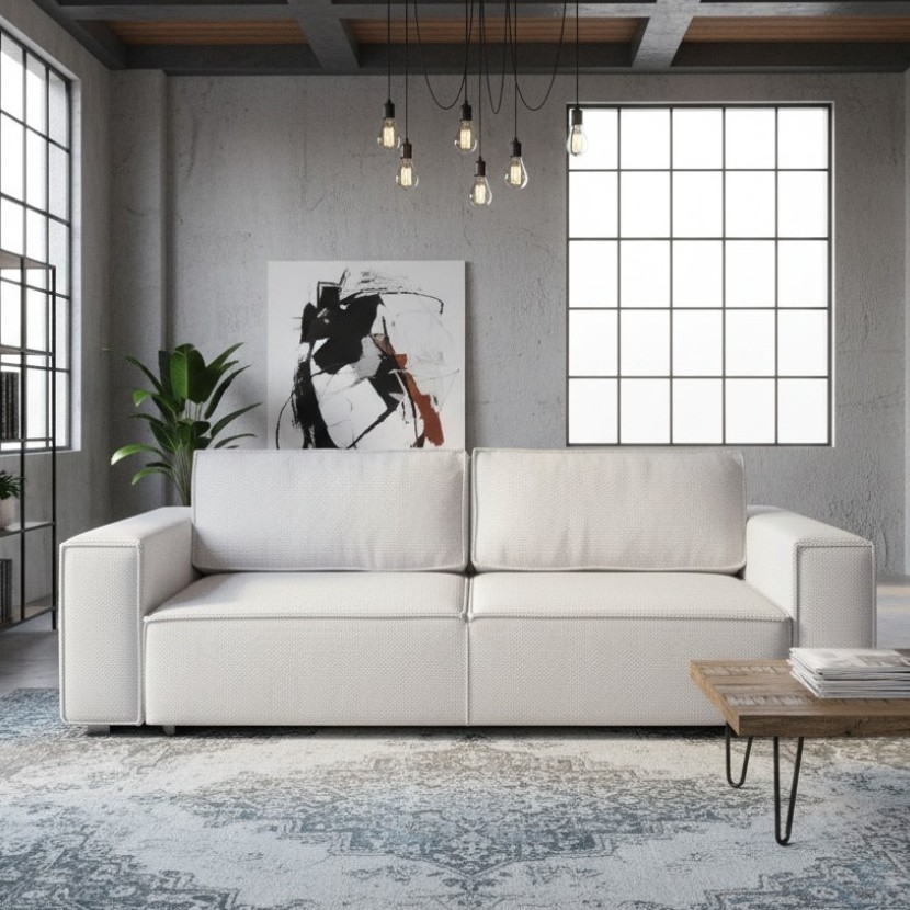 Canapé-lit 3 places convertible avec coffre de rangement RONDA beige