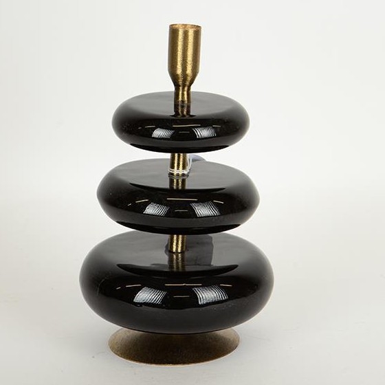 Candeliere 23x15 cm nero/oro