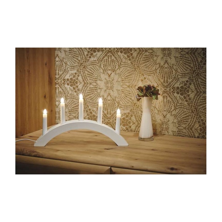 Candeliere natalizio 5xE10/15W/230V bianco