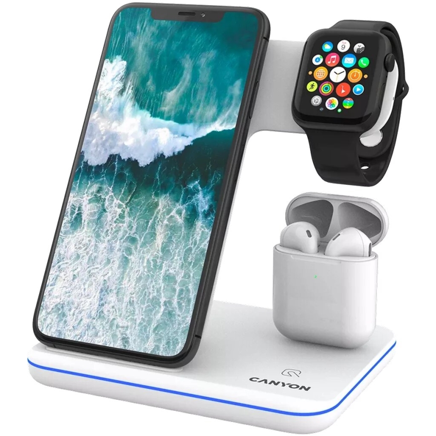 Canyon - Chargeur sans fil 3en1 blanc