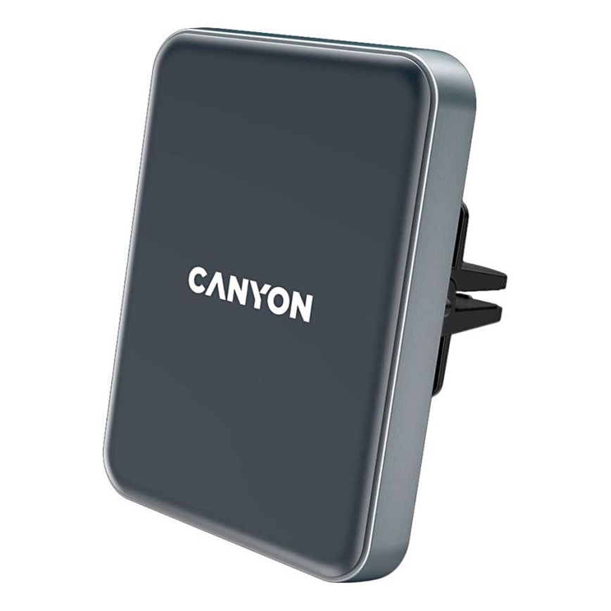 Canyon - Porta telefono magnetico per auto con funzione di ricarica wireless Qi 5V quadrato nero