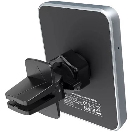 Canyon - Porta telefono magnetico per auto con funzione di ricarica wireless Qi 5V quadrato nero