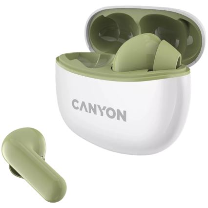 Canyon - Kabellose Stereo True Wireless Kopfhörer 500 mAh + 2x 40 mAh Weiß/Grün