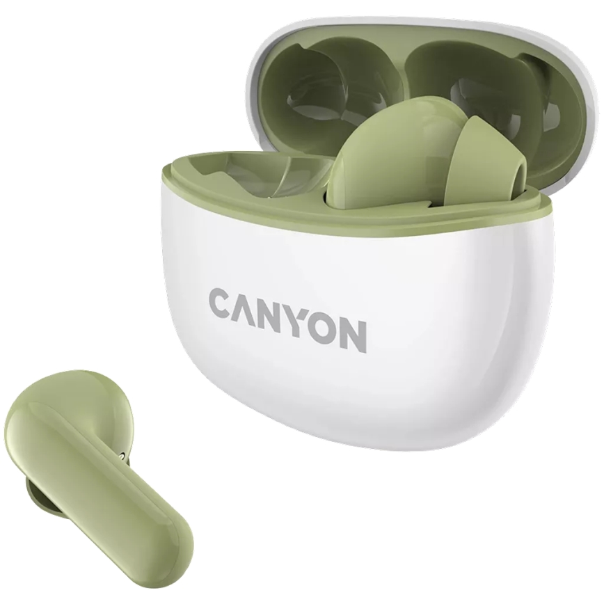 Canyon - Kabellose Stereo True Wireless Kopfhörer 500 mAh + 2x 40 mAh Weiß/Grün
