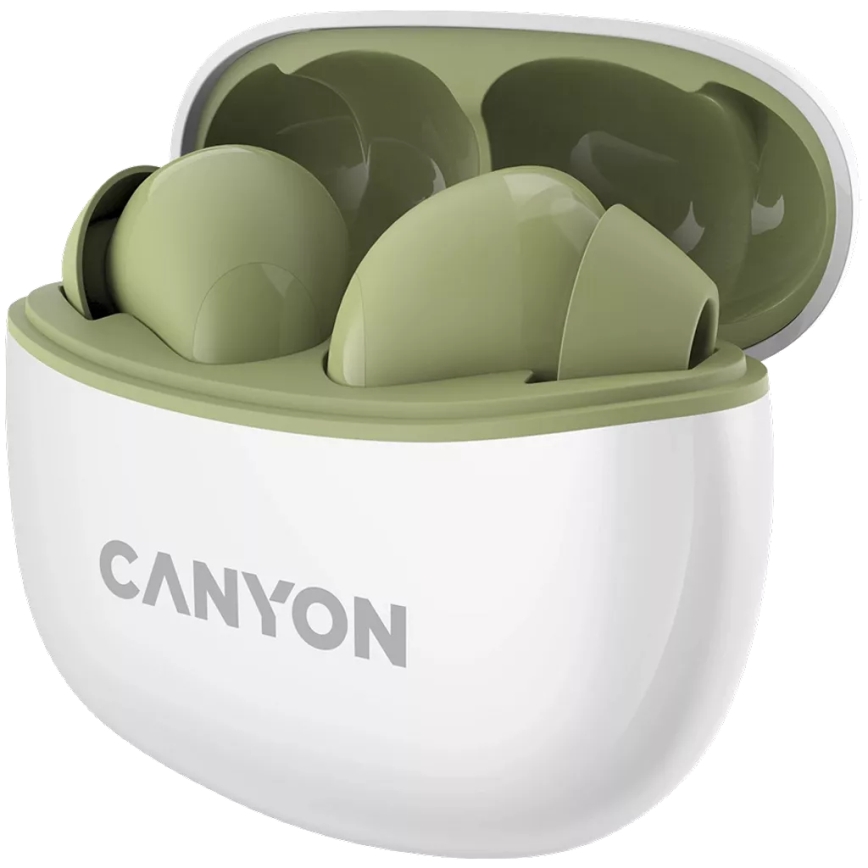 Canyon - Kabellose Stereo True Wireless Kopfhörer 500 mAh + 2x 40 mAh Weiß/Grün