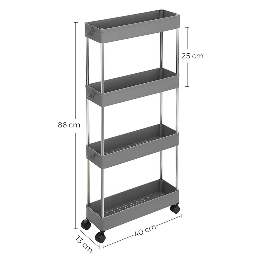 Carrello portaoggetti su ruote MARGE, grigio