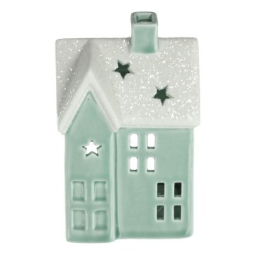 Casetta per candele in porcellana 11,1 cm menta