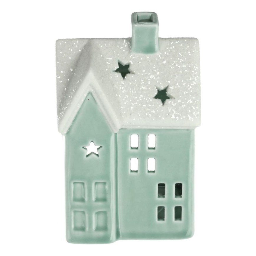 Casetta per candele in porcellana 11,1 cm menta