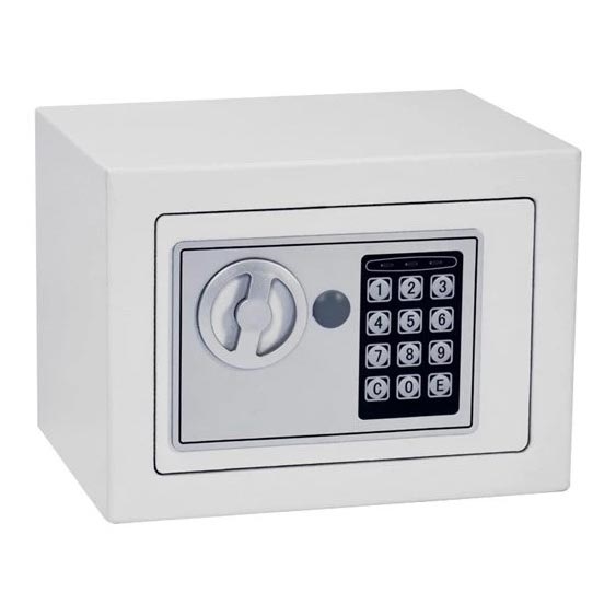 Cassaforte 4xAA 23x17 cm bianco/cromo opaco