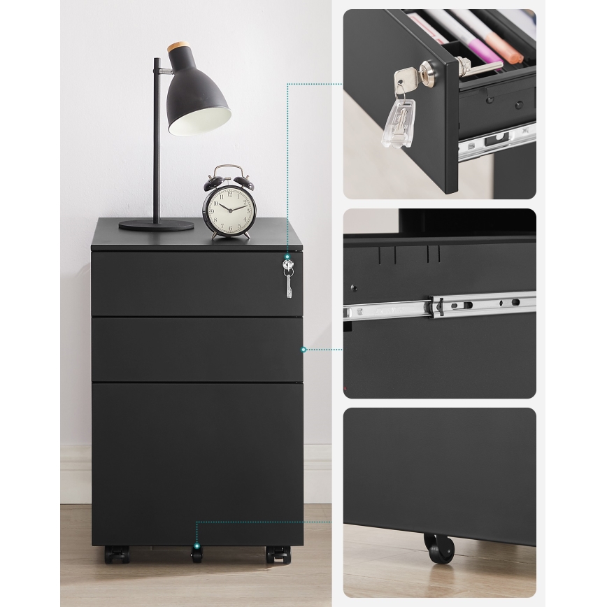 Cassettiera mobile per ufficio SECURIO nera