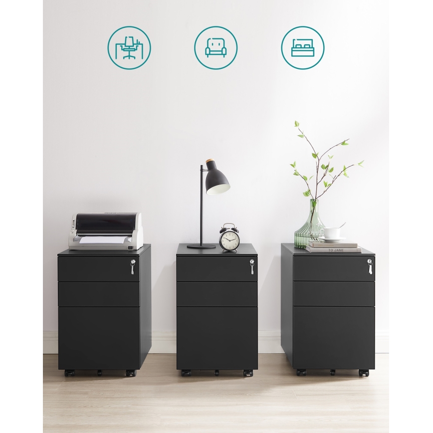 Cassettiera mobile per ufficio SECURIO nera