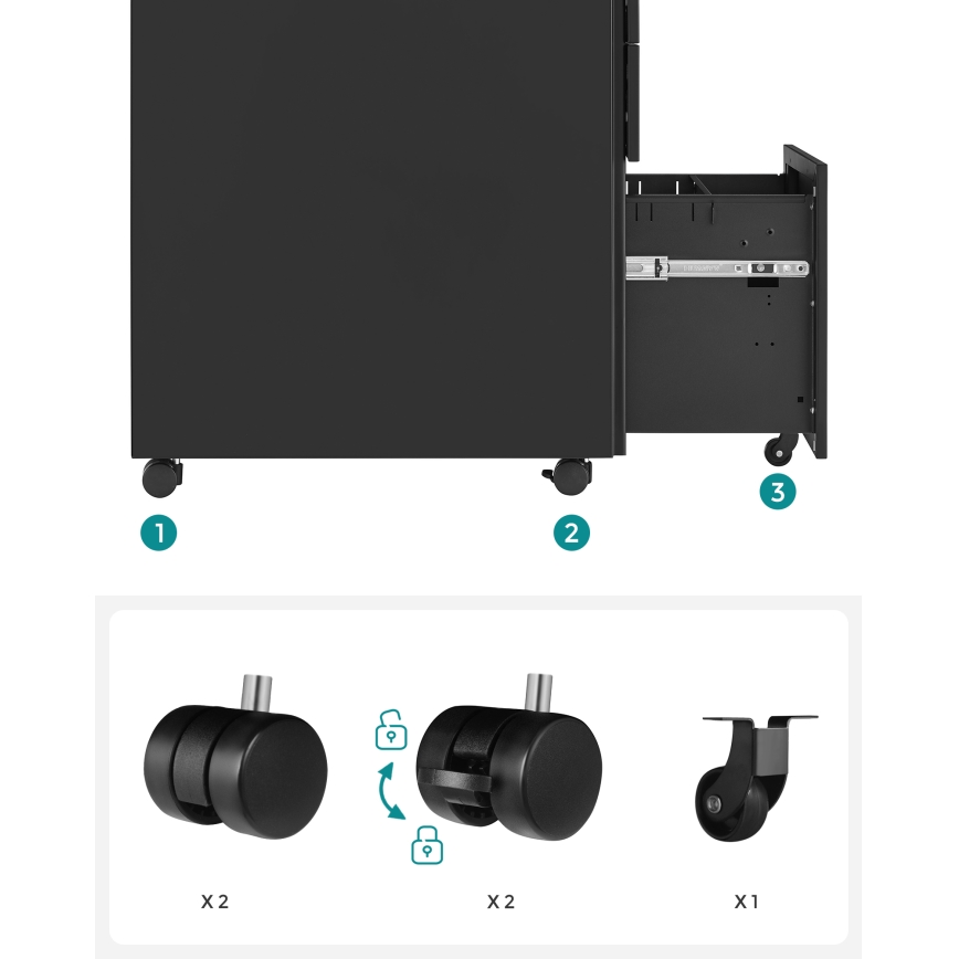 Cassettiera mobile per ufficio SECURIO nera