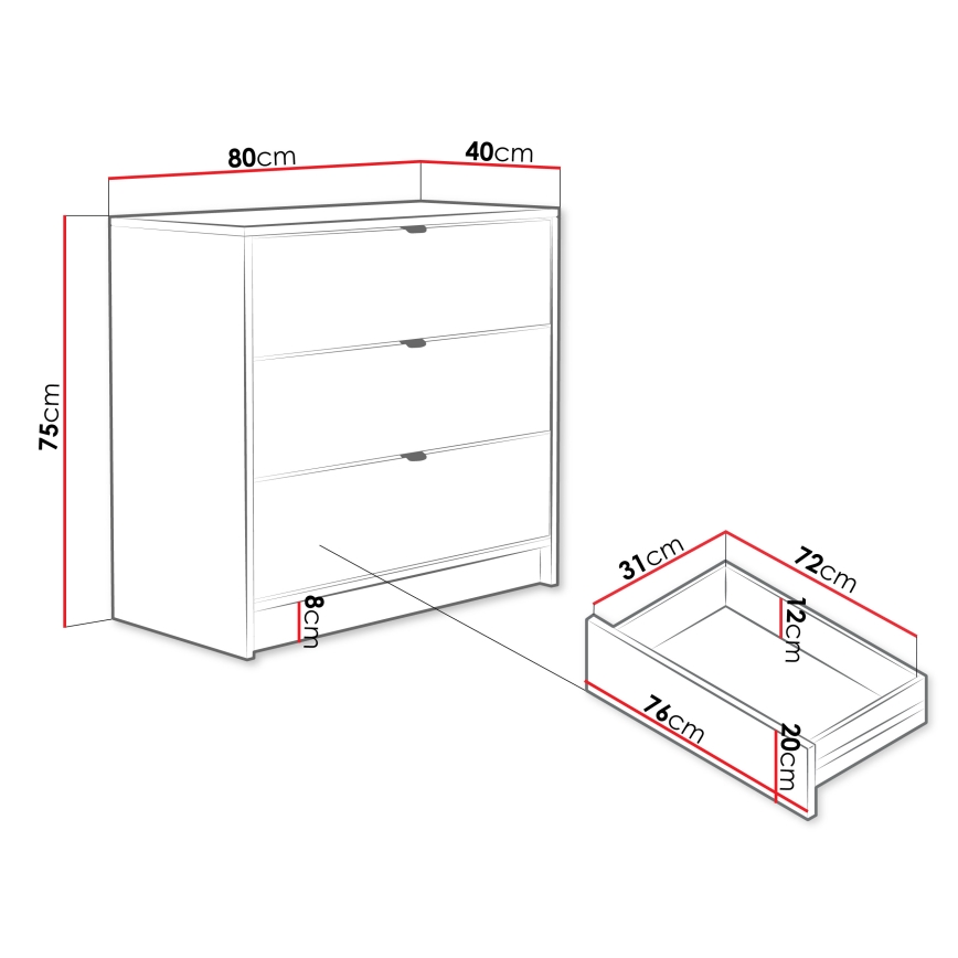 Cassettiera TIRENO 80x75 cm beige