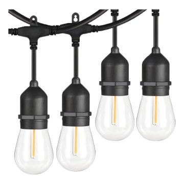 Catena decorativa da esterno LED 15xE27/1W/230V 15 m IP65 nero
