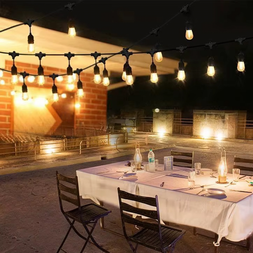 Catena decorativa da esterno LED 15xE27/1W/230V 15 m IP65 nero