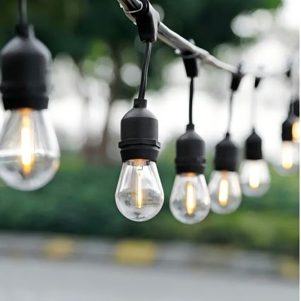 Catena decorativa da esterno LED 15xE27/1W/230V 15 m IP65 nero