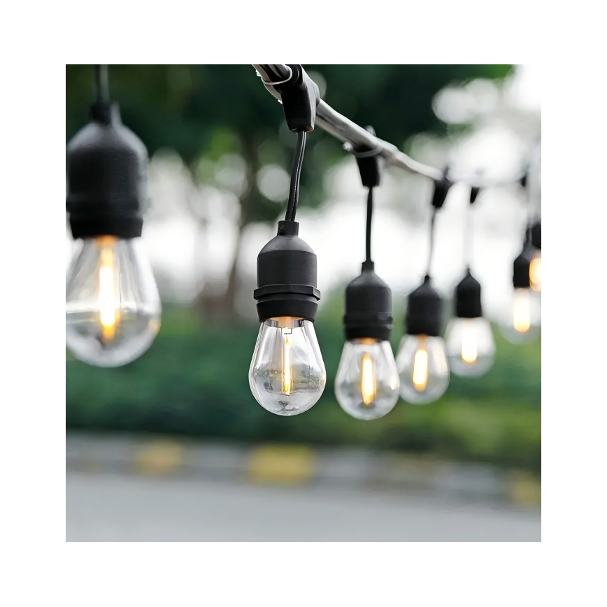 Catena decorativa da esterno LED 15xE27/1W/230V 15 m IP65 nero