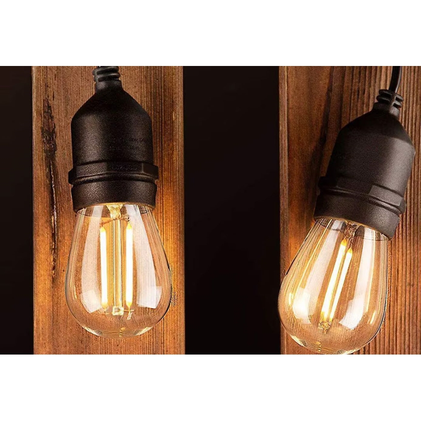 Catena decorativa da esterno LED 15xE27/1W/230V 15 m IP65 nero