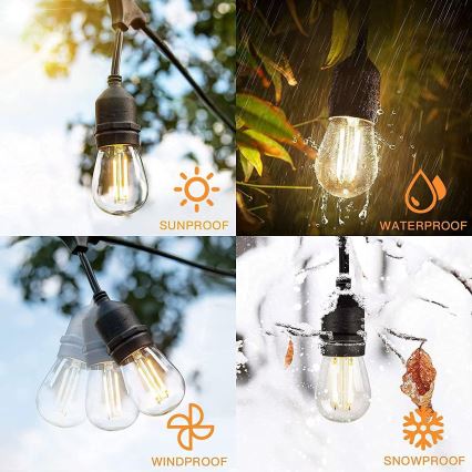 Catena decorativa da esterno LED 15xE27/1W/230V 15 m IP65 nero