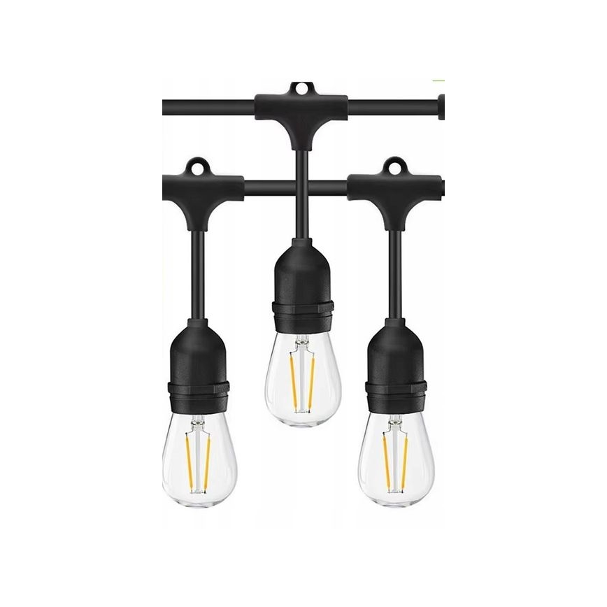 Catena decorativa da esterno LED 15xE27/1W/230V 15 m IP65 nero