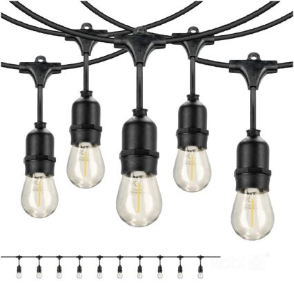 Catena decorativa da esterno LED BAJA ST64 10xE27/1W/230V 10,9m IP44 bianco caldo