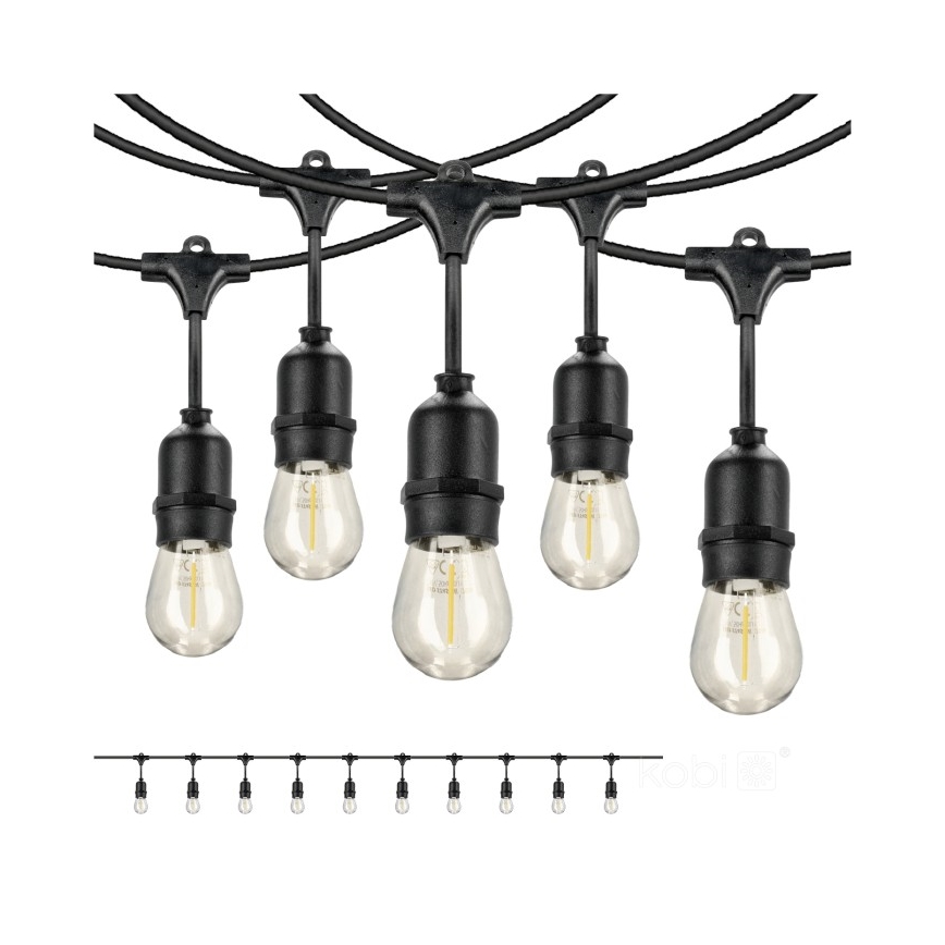 Catena decorativa da esterno LED BAJA ST64 10xE27/1W/230V 10,9m IP44 bianco caldo