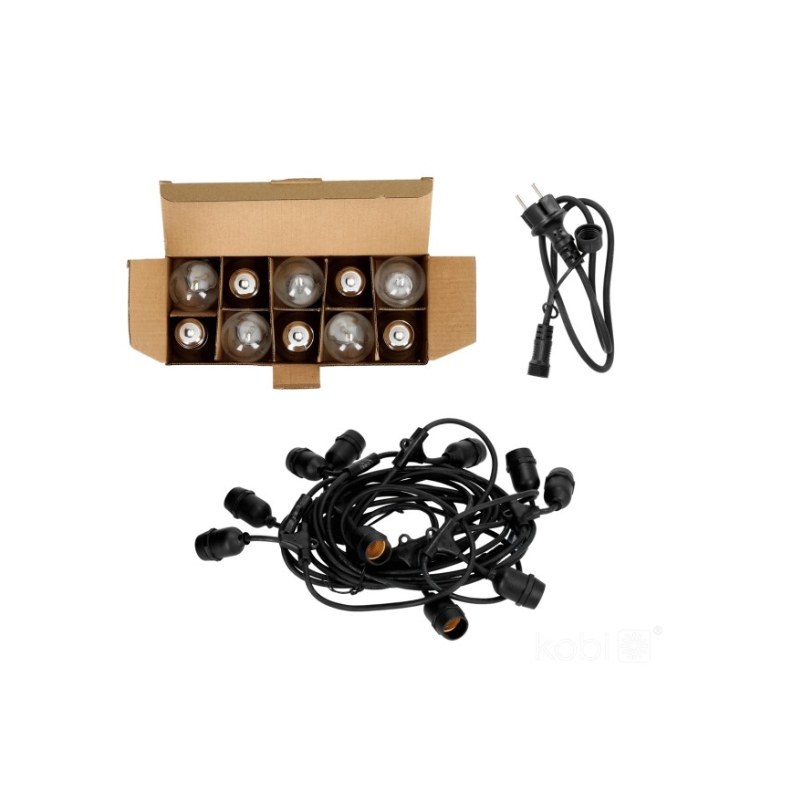 Catena decorativa da esterno LED BAJA ST64 10xE27/1W/230V 10,9m IP44 bianco caldo