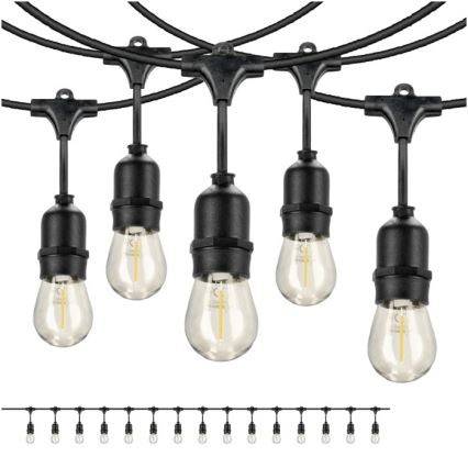 Catena decorativa da esterno LED BAJA ST64 15xE27/1W/230V 15,9m IP44 bianco caldo