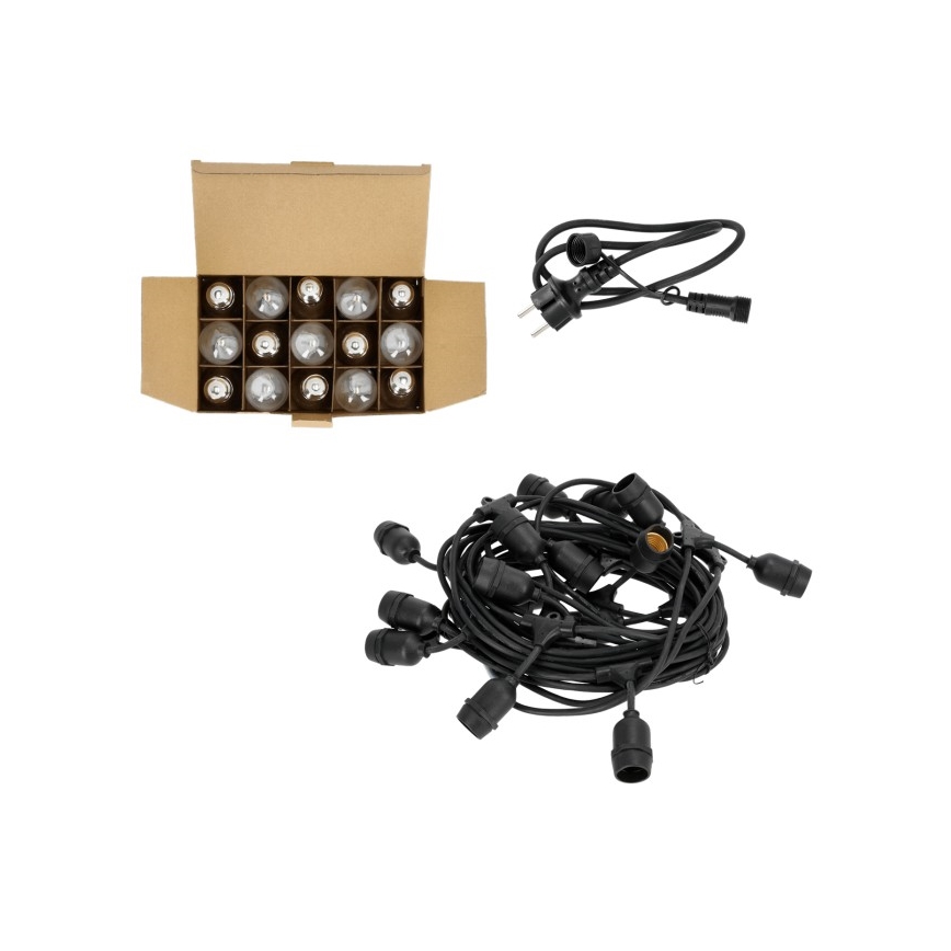 Catena decorativa da esterno LED BAJA ST64 15xE27/1W/230V 15,9m IP44 bianco caldo