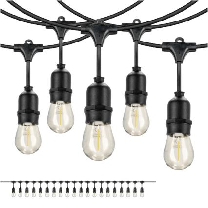 Catena decorativa da esterno LED BAJA ST64 20xE27/1W/230V 10,9m IP44 bianco caldo