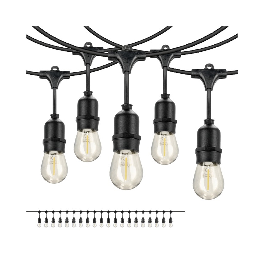 Catena decorativa da esterno LED BAJA ST64 20xE27/1W/230V 10,9m IP44 bianco caldo