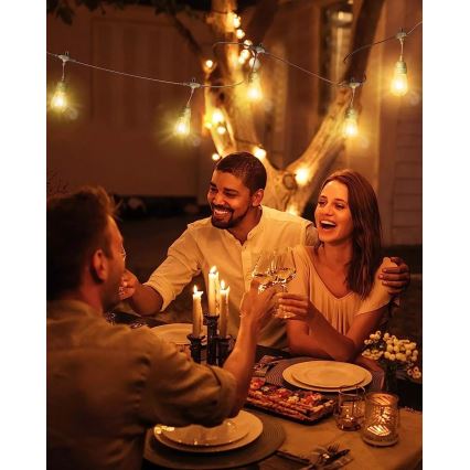 Catena decorativa da esterno LED BAJA ST64 20xE27/1W/230V 20,9m IP44 bianco caldo