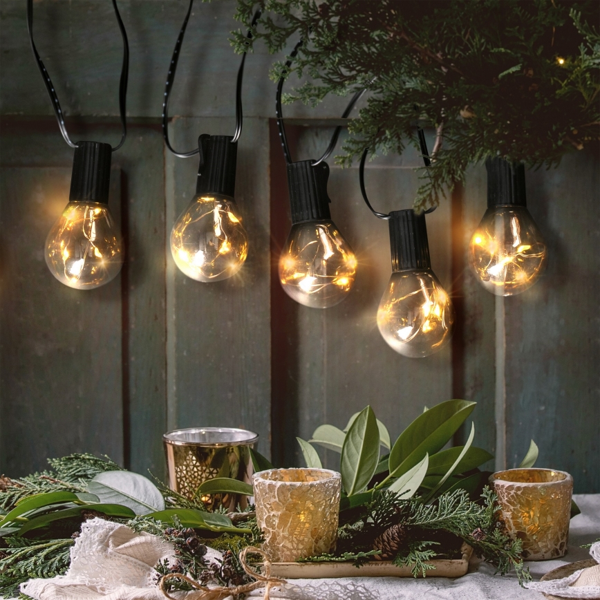 Catena decorativa da esterno LED GHIRLANDA 10xLED/3xAA 3m IP44 bianco caldo