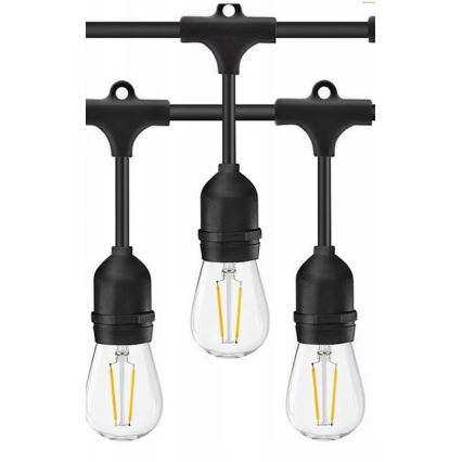Catena decorativa LED da esterno 20xE27/1W/230V 20 m IP65 nero
