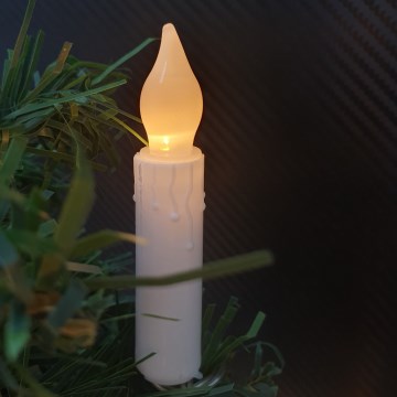 Catena decorativa natalizia a LED 10 LED, alimentazione 2x AA, 1,65 m, luce calda, a forma di candela